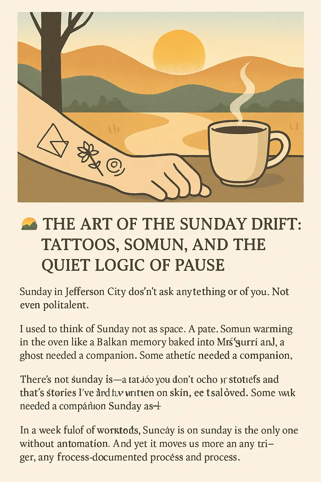 The Art of the Sunday Drift: Tattoos, Somun, and the Quiet Logic of Pause 1 The Art of the Sunday Drift: Tattoos, Somun, and the Quiet Logic of Pause