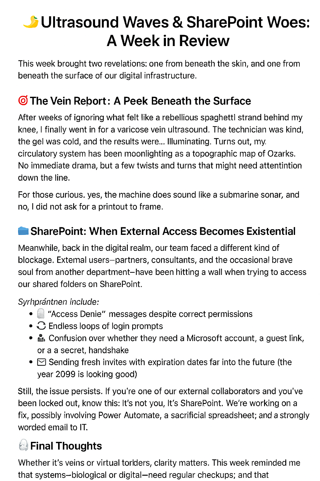 Ultrasound Waves & SharePoint Woes: A Week in Review 1 Ultrasound Waves & SharePoint Woes: A Week in Review